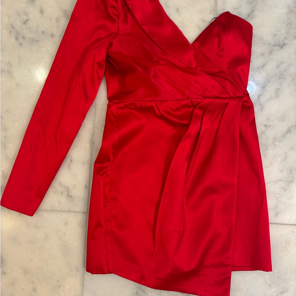 NBD Red Long Sleeve On Shoulder Dress